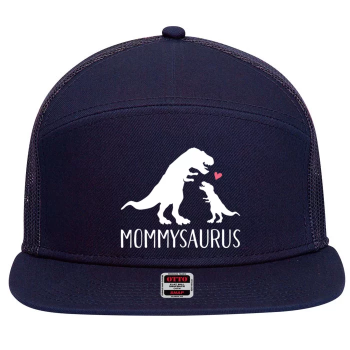 Mommysaurus Mom And Dinosaur Meaningful Gift 7 Panel Mesh Trucker Snapback Hat