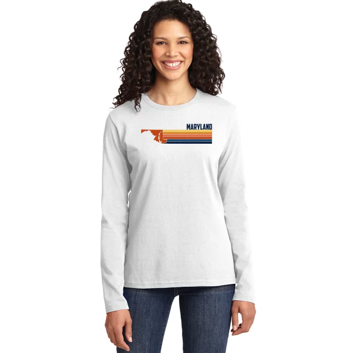 Retro Vintage Maryland Ladies Long Sleeve Shirt