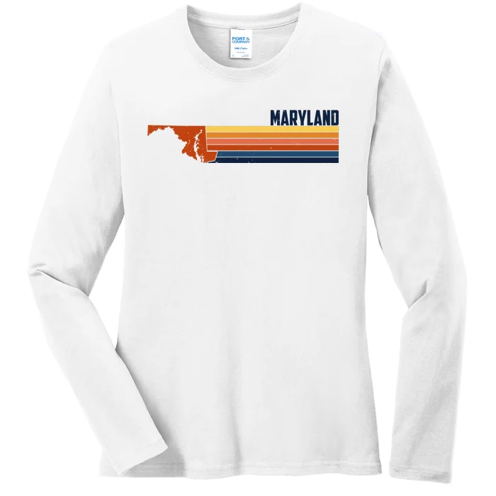 Retro Vintage Maryland Ladies Long Sleeve Shirt