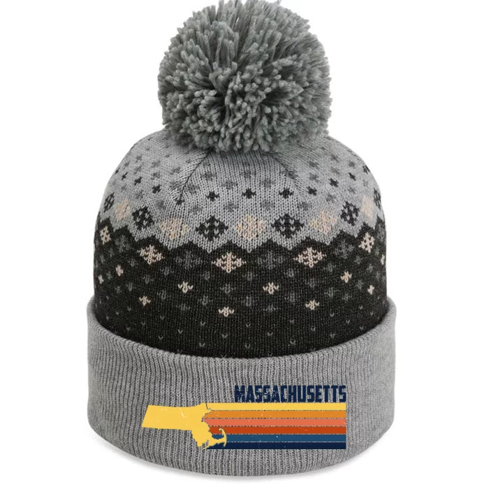 Retro Vintage Massachusetts The Baniff Cuffed Pom Beanie