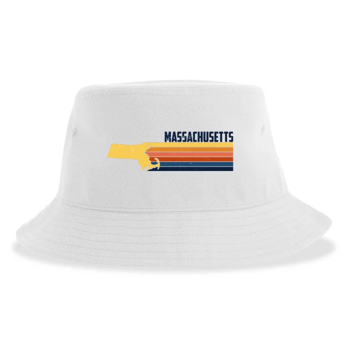 Retro Vintage Massachusetts Sustainable Bucket Hat