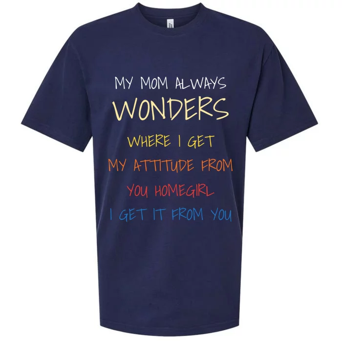 My Mom Always Wonders Where I Get My Attitude From Great Gift Cool Gift Sueded Cloud Jersey T-Shirt