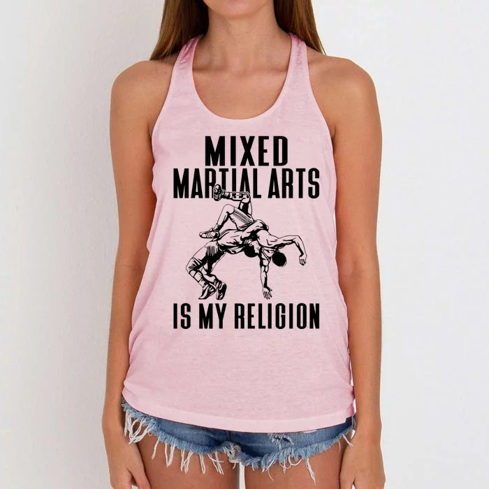 Mixed Martial Arts Is My Religion Mixed Martial Arts Gift Women's Knotted Racerback Tank