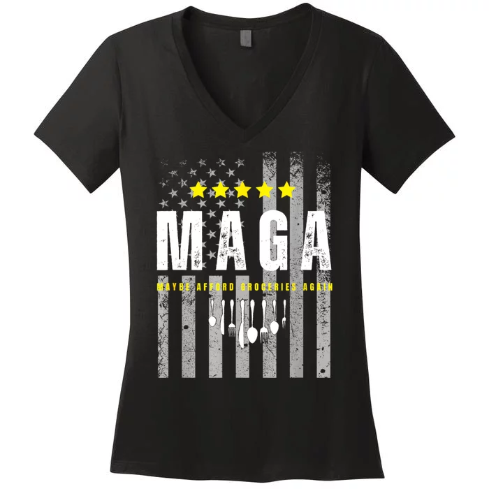 Maga Maybe Afford Groceries Again Women's V-Neck T-Shirt