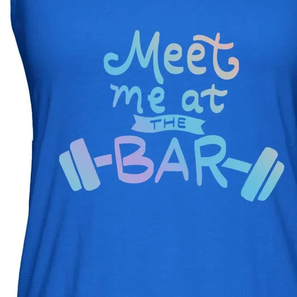 Meet Me At The Bar Gift Fitness Sport Workout Puns Funny Gym Gift Ladies Essential Flowy Tank