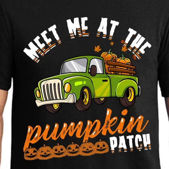 Meet Me At The Pumpkin Patch Truck Thanksgiving Farmer Pajama Set