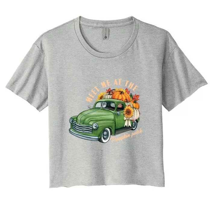 Meet Me At The Pumpkin Patch Cute Vintage Pickup Truck Fall Gift Women's Crop Top Tee