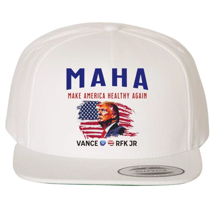 Maha Make America Healthy Again Trump Vance Rfk Jr Wool Snapback Cap