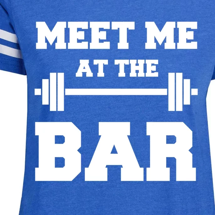 Meet Me At The Bar Cool Gym Pun Design For Weight Lifters Gift Enza Ladies Jersey Football T-Shirt