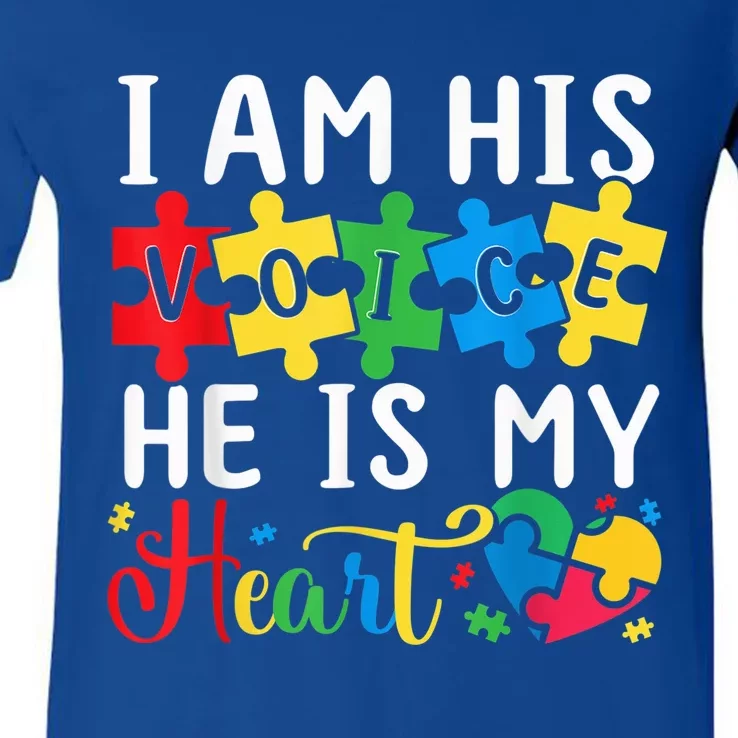 Mom Mama Autistic Autism Awareness Month V-Neck T-Shirt