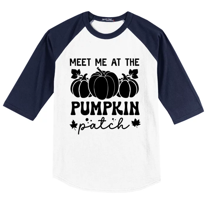 Meet Me At The Pumpkin Patch Fall October Autumn Design Gift Baseball Sleeve Shirt