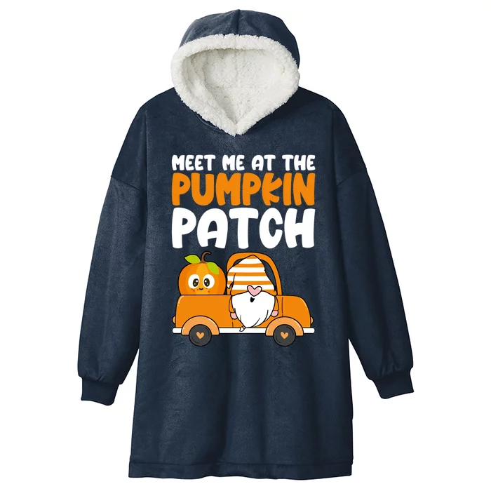 Meet Me At The Pumpkin Patch Gnome Truck Thanksgiving Gift Hooded Wearable Blanket