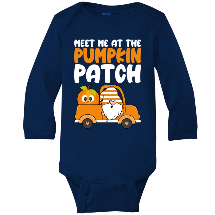 Meet Me At The Pumpkin Patch Gnome Truck Thanksgiving Gift Baby Long Sleeve Bodysuit