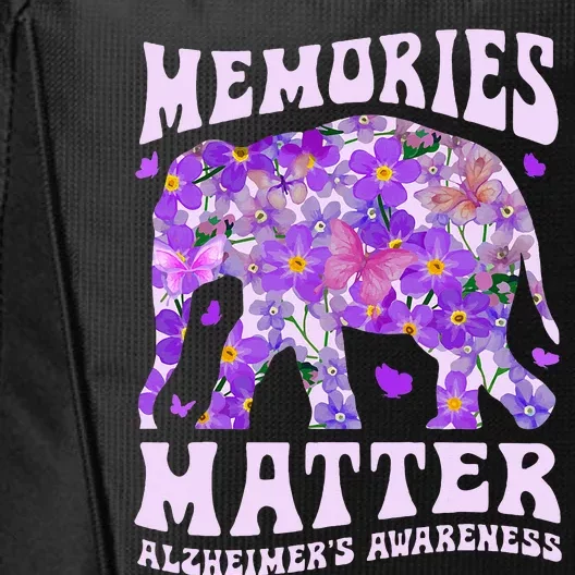 Memories Matter AlzheimerS Awareness Purple Elephant Flower City Backpack