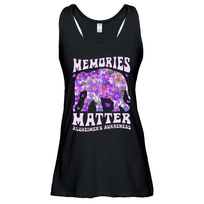 Memories Matter AlzheimerS Awareness Purple Elephant Flower Ladies Essential Flowy Tank