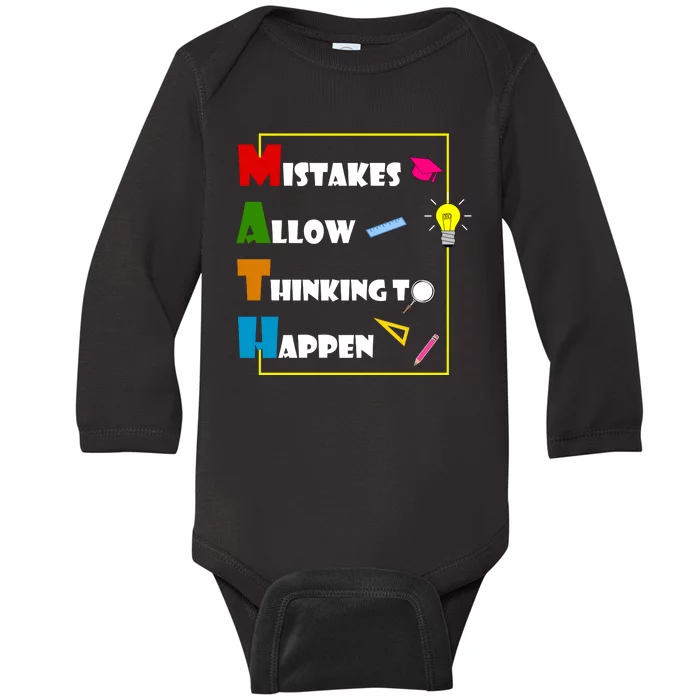 Math Mistakes Allow Thinking To Happen Baby Long Sleeve Bodysuit