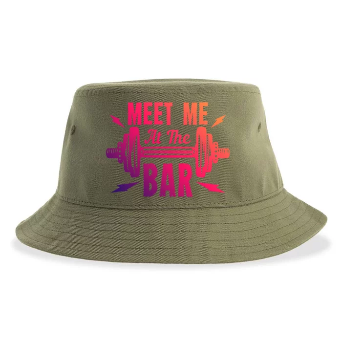 Meet Me At The Bar Funny Gym Sport Fitness Quote Pun Cool Gift Sustainable Bucket Hat