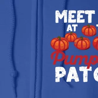 Meet Me At The Pumpkin Patch Funny Fall Thanksgiving Turkey Gift Full Zip Hoodie