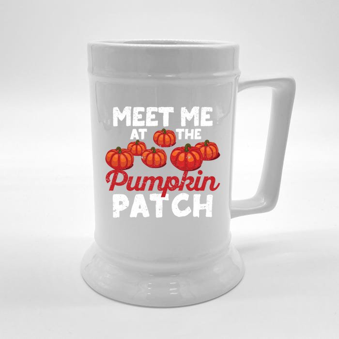 Meet Me At The Pumpkin Patch Funny Fall Thanksgiving Turkey Gift Front & Back Beer Stein