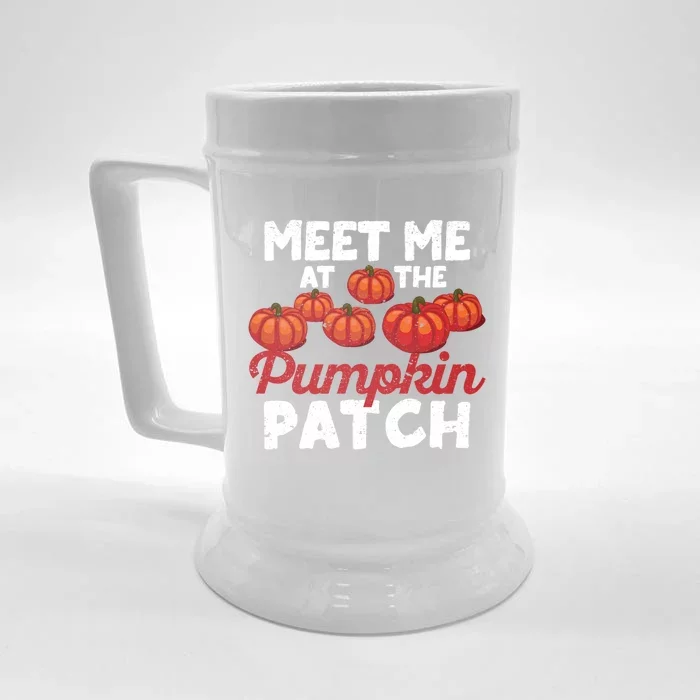 Meet Me At The Pumpkin Patch Funny Fall Thanksgiving Turkey Gift Front & Back Beer Stein