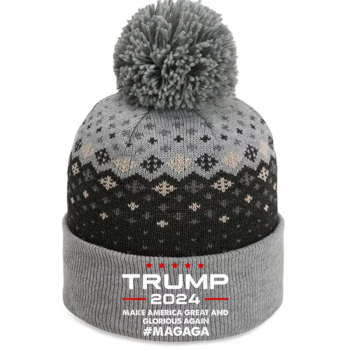 Magaga Make America Great And Glorious Again Trump 2024 The Baniff Cuffed Pom Beanie