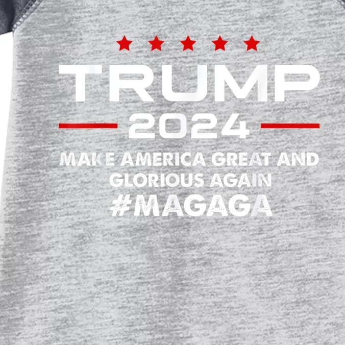 Magaga Make America Great And Glorious Again Trump 2024 Infant Baby Jersey Bodysuit