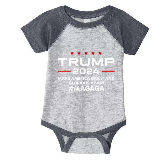 Magaga Make America Great And Glorious Again Trump 2024 Infant Baby Jersey Bodysuit