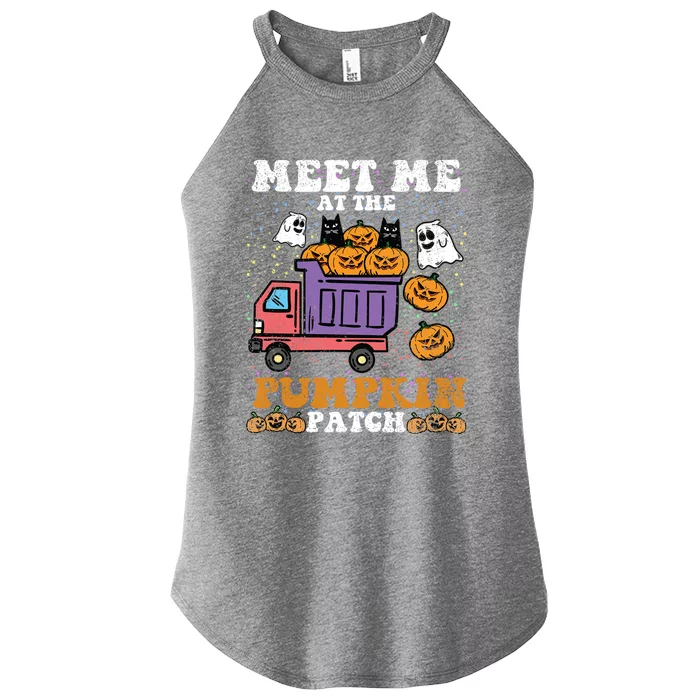 Meet Me At The Pumpkin Patch Halloween Jack O Lantern Meaningful Gift Women’s Perfect Tri Rocker Tank