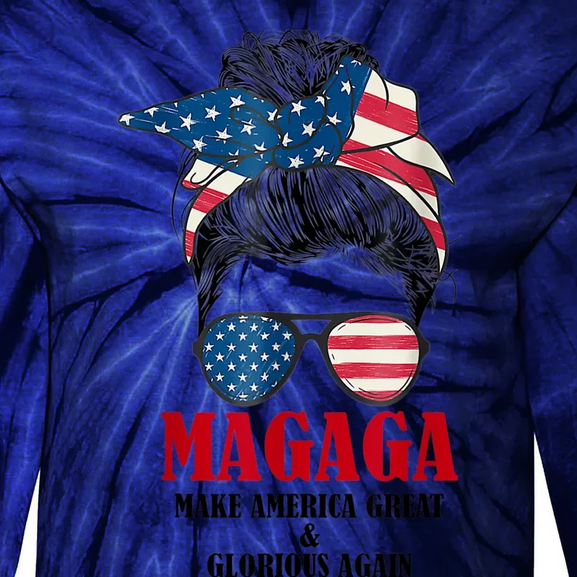 Magaga Make America Great And Glorious Again Trump 2024 Tie-Dye Long Sleeve Shirt