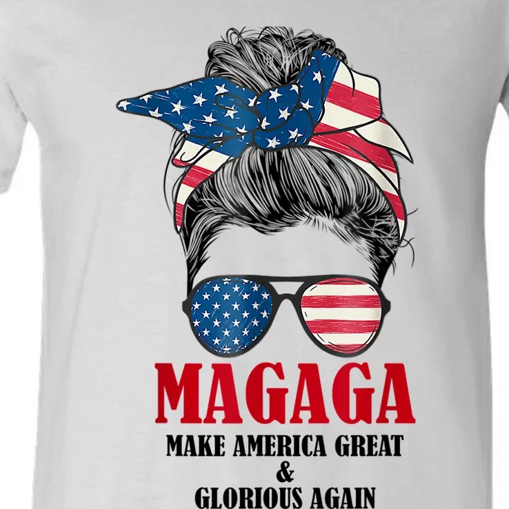 Magaga Make America Great And Glorious Again Trump 2024 V-Neck T-Shirt