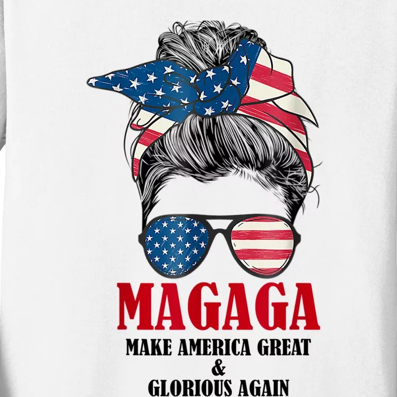 Magaga Make America Great And Glorious Again Trump 2024 Kids Long Sleeve Shirt