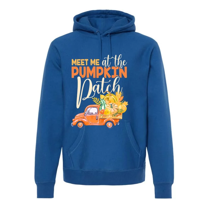 Meet Me At The Pumpkin Patch Funny Truck Pumpkins Gift Premium Hoodie