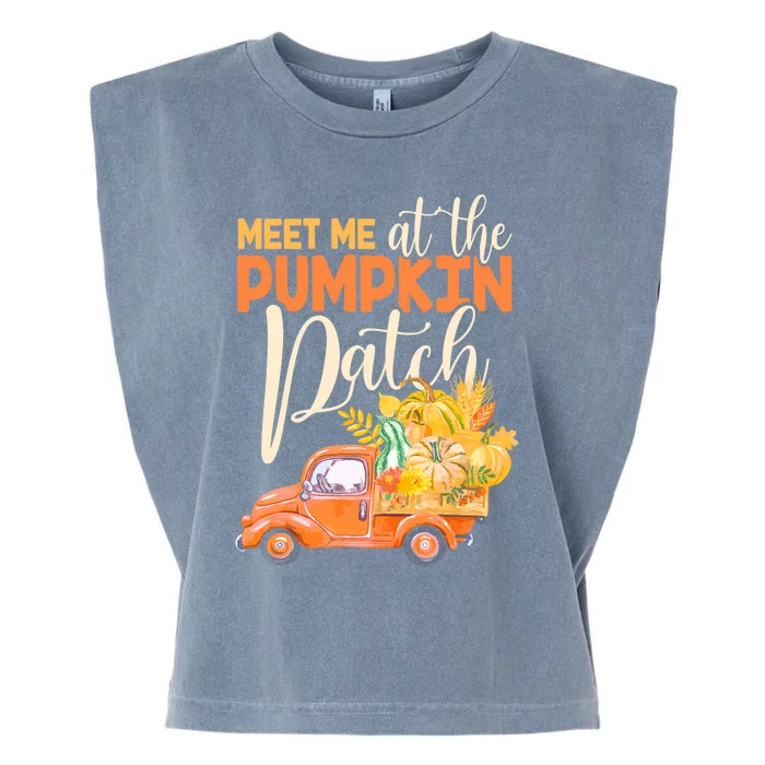 Meet Me At The Pumpkin Patch Funny Truck Pumpkins Gift Garment-Dyed Women's Muscle Tee