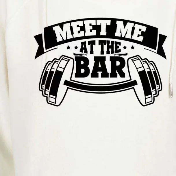 Meet Me At The Bar Gym Buddies Workout Weightlifters Meaningful Gift Womens Funnel Neck Pullover Hood