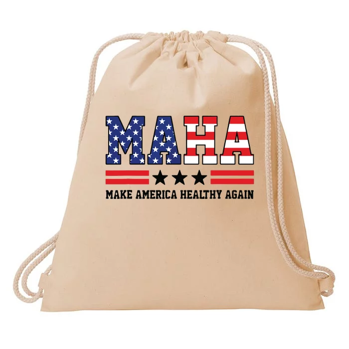 Maha Make America Healthy Again Us Patriotic Drawstring Bag