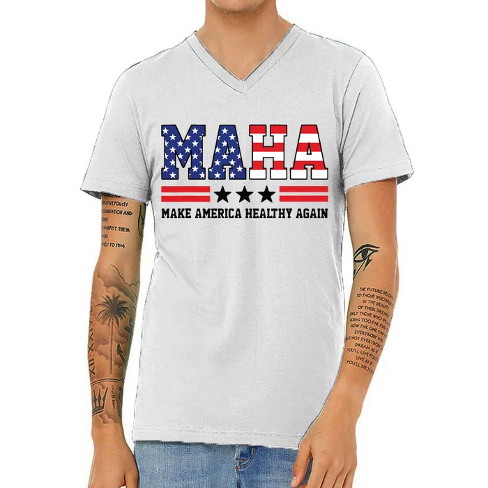 Maha Make America Healthy Again Us Patriotic V-Neck T-Shirt