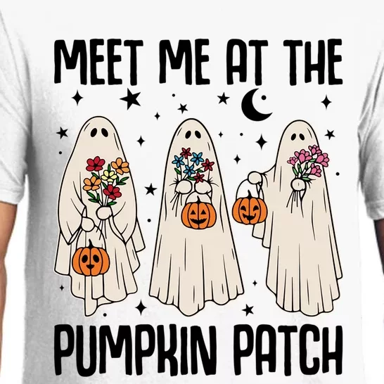 Meet Me At The Pumpkin Patch Ghost Floral Hippie Halloween Meaningful Gift Pajama Set