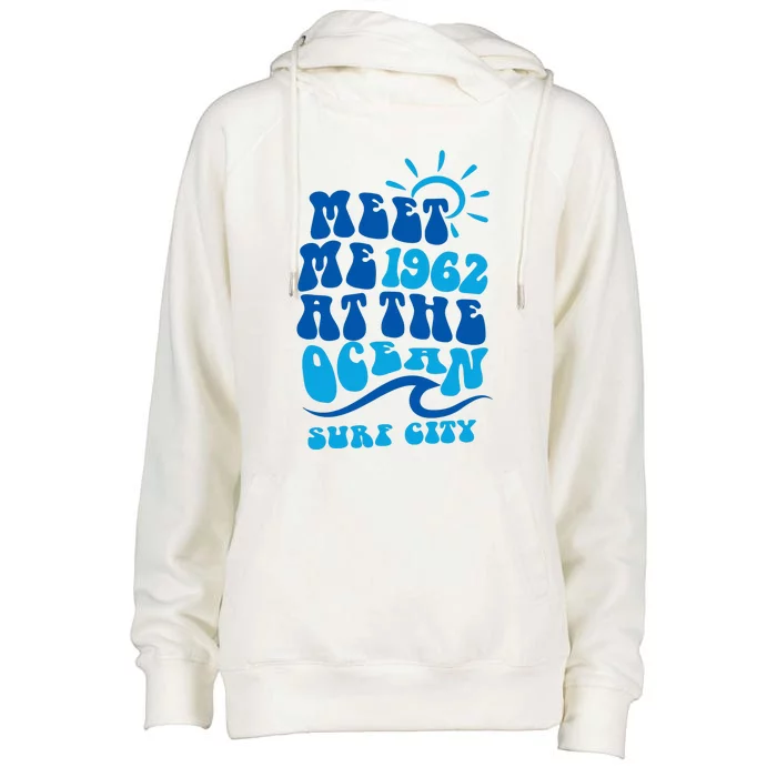 Meet Me At The Ocean Womens Funnel Neck Pullover Hood