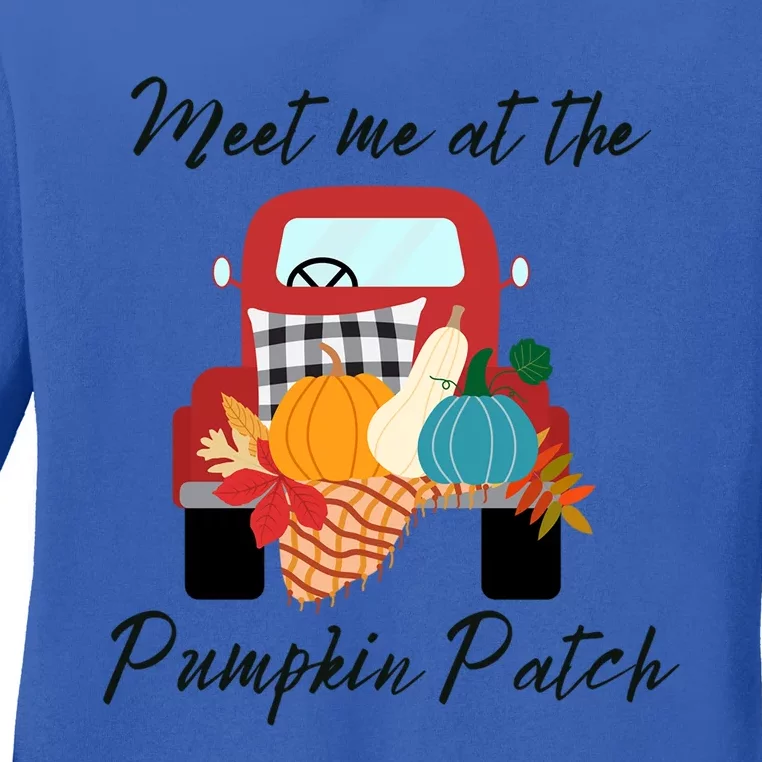 Meet Me At The Pumpkin Patch Halloween Costume Truck Gift Ladies Long Sleeve Shirt