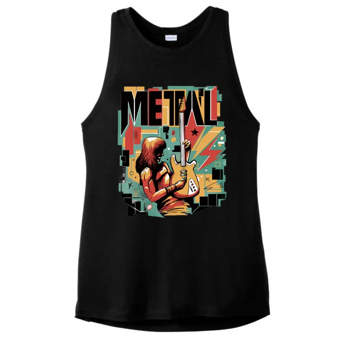 Metal Music Abstract Ladies Tri-Blend Wicking Tank