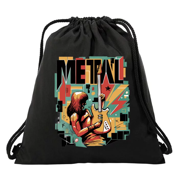 Metal Music Abstract Drawstring Bag