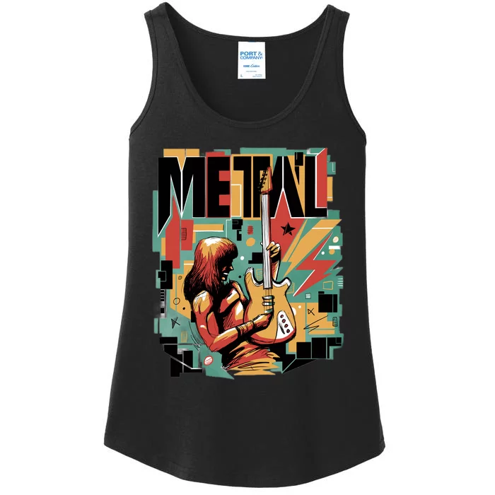 Metal Music Abstract Ladies Essential Tank