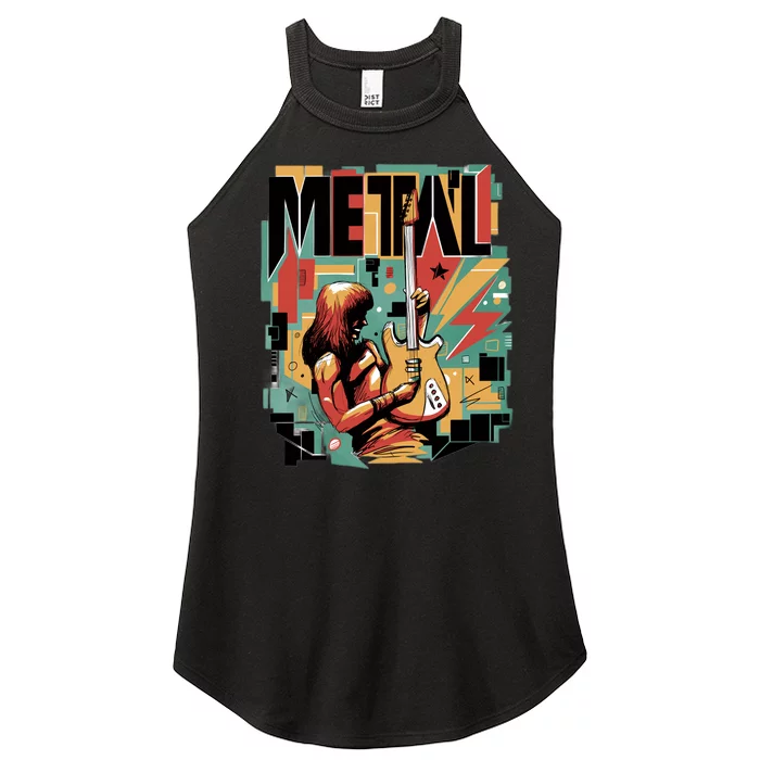 Metal Music Abstract Women’s Perfect Tri Rocker Tank