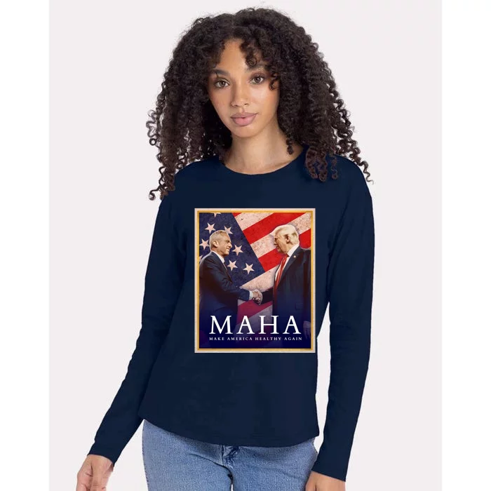 Maha Make America Healthy Again Usa Trump Kennedy Womens Cotton Relaxed Long Sleeve T-Shirt