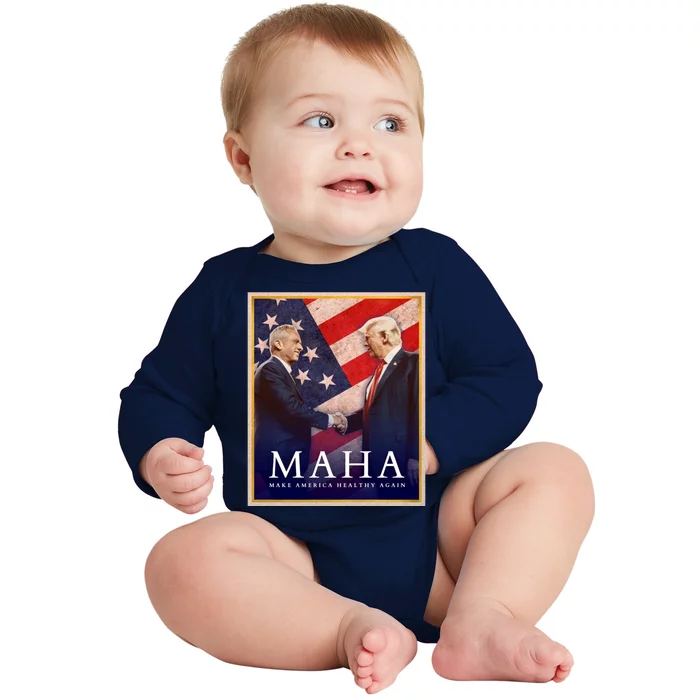 Maha Make America Healthy Again Usa Trump Kennedy Baby Long Sleeve Bodysuit