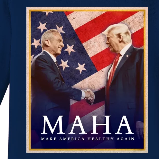 Maha Make America Healthy Again Usa Trump Kennedy Baby Long Sleeve Bodysuit