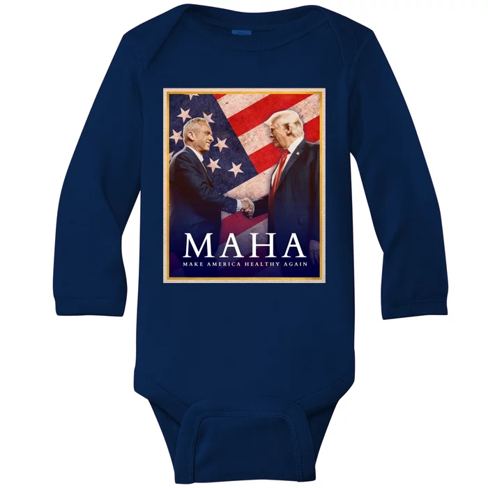 Maha Make America Healthy Again Usa Trump Kennedy Baby Long Sleeve Bodysuit