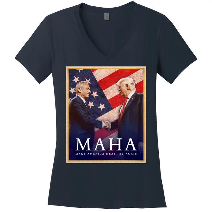 Maha Make America Healthy Again Usa Trump Kennedy Women's V-Neck T-Shirt