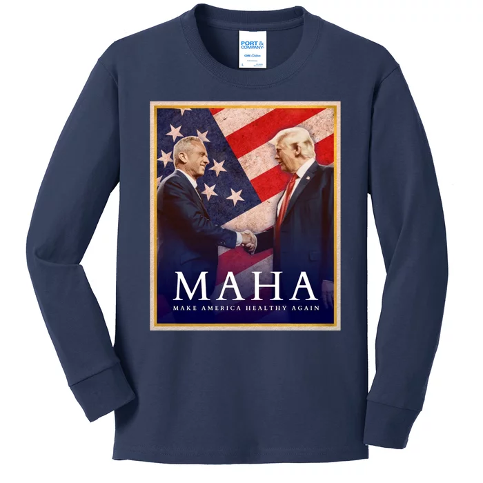 Maha Make America Healthy Again Usa Trump Kennedy Kids Long Sleeve Shirt