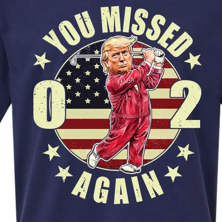 Missed Me Again Donald Trump Golfing Sueded Cloud Jersey T-Shirt